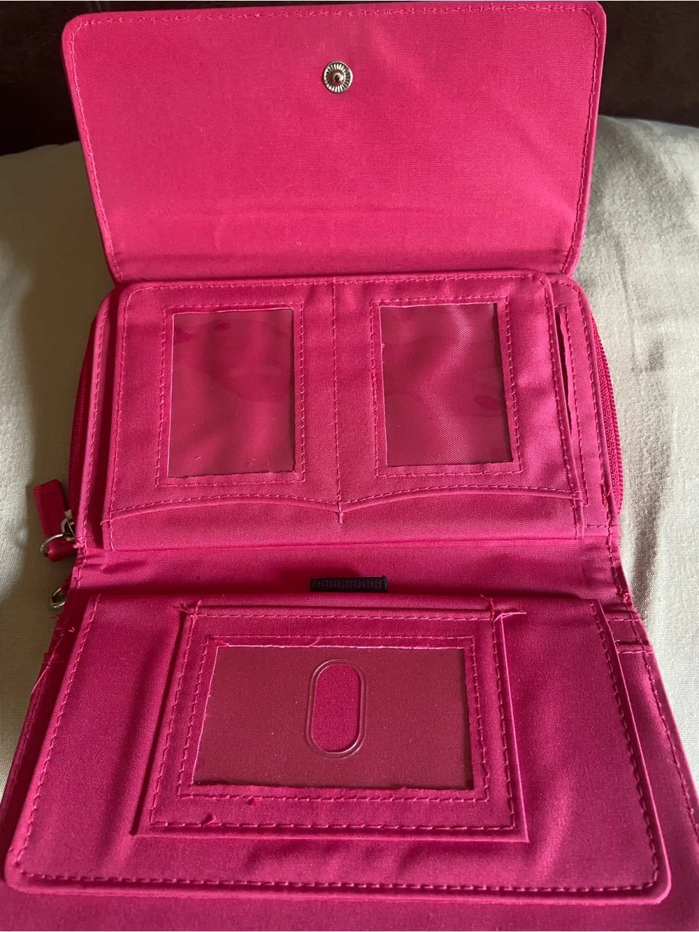 Hot Pink Faux Leather Wallet with Detachable Strap